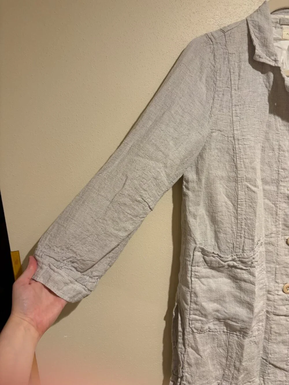 Poetry Long Jacket High-Twist Linen in Ice Grey